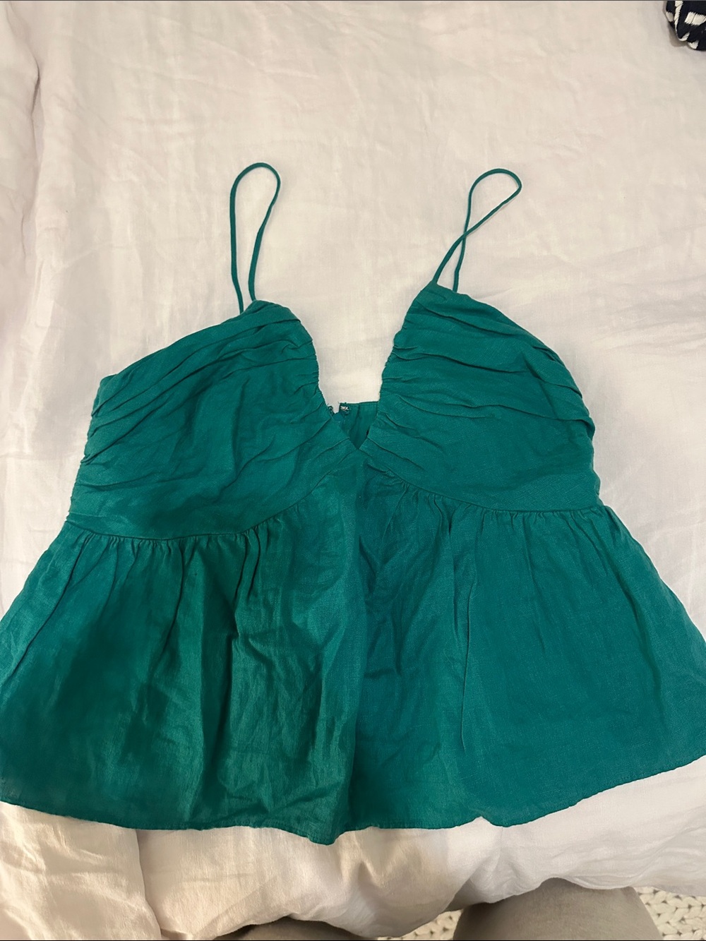 J. Crew Teal Spaghetti-Strap Peplum Camisole Top